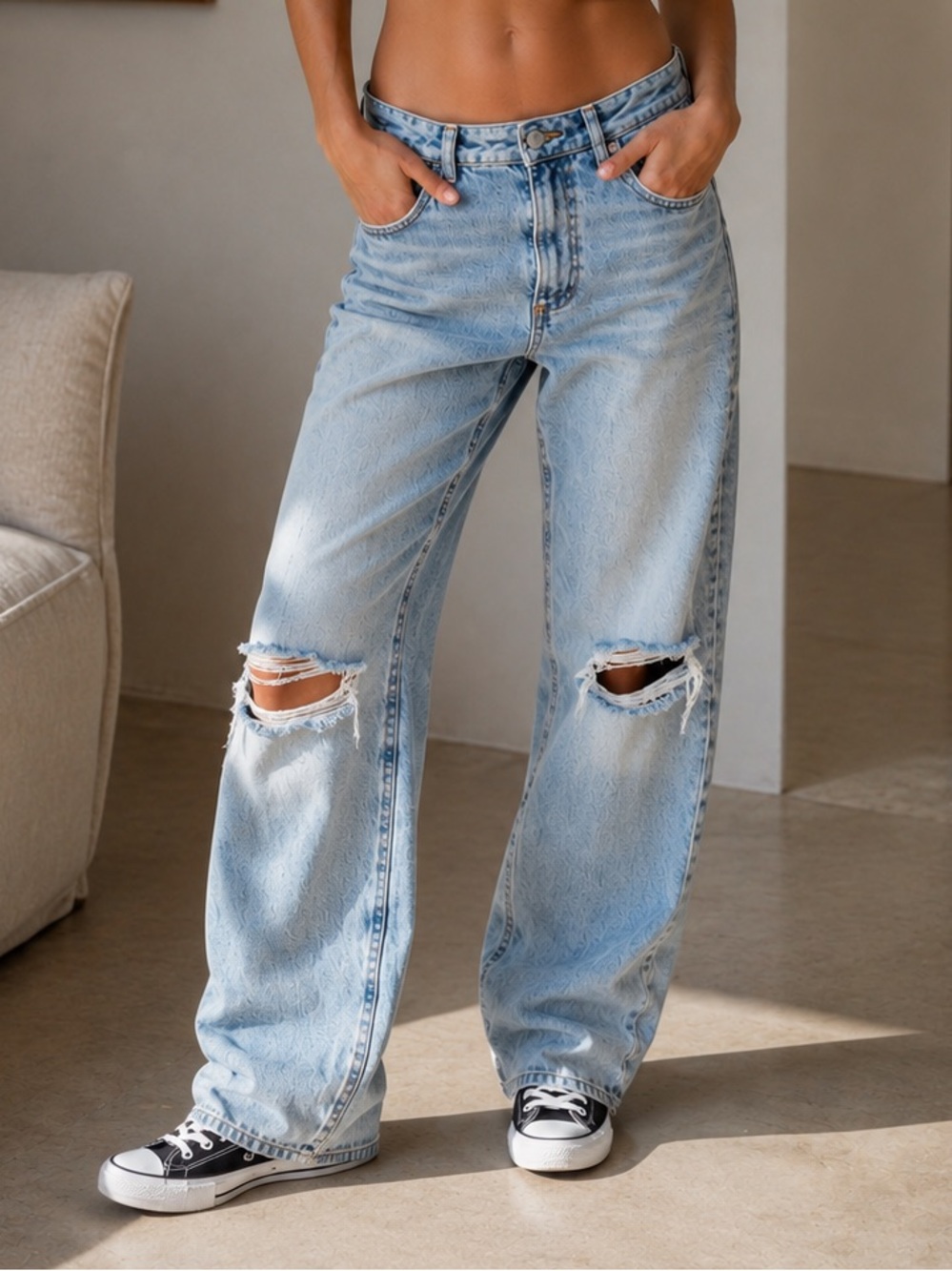 ZARA | Faded Blue Denim Trousers